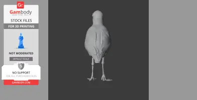 3D model of an American golden plover viewed from behind, designed for printing.