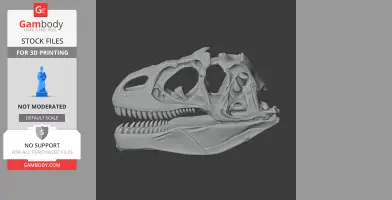 Alvarezsaurus skull 3D model with intricate details, ready for 3D printing.