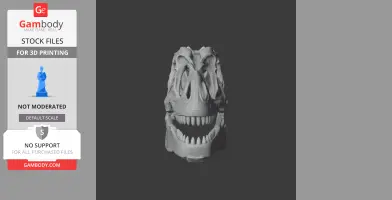 3D model of an Alvarezsaurus skull with prominent teeth, designed for 3D printing.