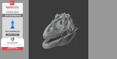 3D model of an Alvarezsaurus skull with detailed teeth and bone structure, ideal for printing.