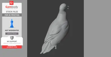 3D model of an American herring gull, viewed from above, intended for 3D printing.