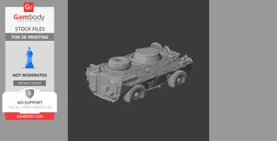 3D model of an armored vehicle with turret and spare tire, designed for 3D printing.