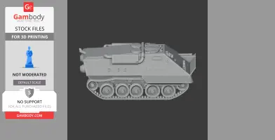 3D model of a tank with tracks and angular armor, designed for 3D printing.
