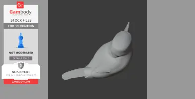 3D model of a perched bird, viewed from above, featuring smooth textures for printing.
