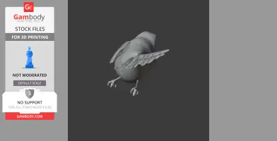 A 3D model of a bird with detailed wings and perched feet, viewed from the back.