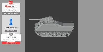3D model of an armored infantry fighting vehicle with turret and tracks, suitable for 3D printing.