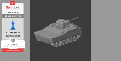 3D model of an armored infantry fighting vehicle with turret and tracks, for 3D printing.