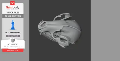 3D rendered model of an Ankistrodon skull, showcasing detailed bone structures for 3D printing.