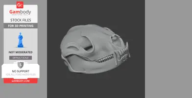 3D model of an Ankistrodon skull replica, showing side view with detailed teeth and bone structure.