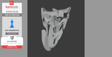 Detailed Antrodemus dinosaur skull replica on a dark background, designed for 3D printing.
