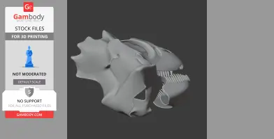 3D model of an Antrodemus skull, showing intricate bone structure, ready for 3D printing.
