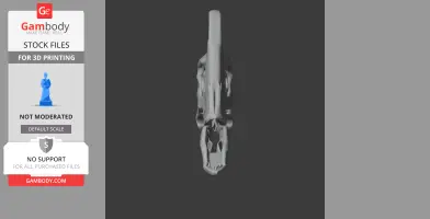 Top view of a detailed skull model for 3D printing on a gray background.