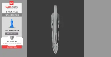 Top view of a detailed, elongated skull replica designed for 3D printing.