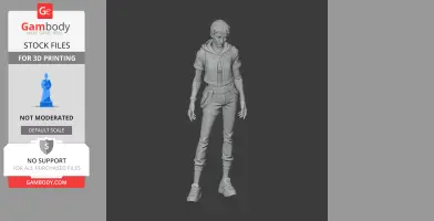 A detailed 3D figurine of a character in casual attire with a hoodie and boots, ready for 3D printing.