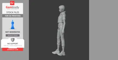 A detailed 3D model of a standing character in casual attire, designed for 3D printing.