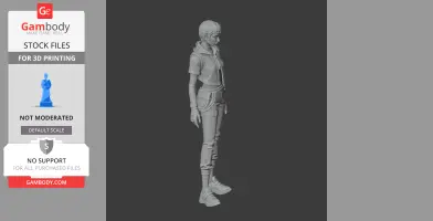 Detailed 3D model of a standing character in casual attire, designed for 3D printing.