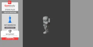 A 3D model of a detailed humanoid figure wearing a futuristic suit, viewed from above.