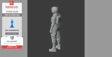 3D model of a character in a futuristic suit with helmet and backpack, ready for 3D printing.