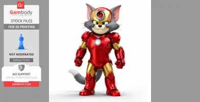 Tom Cat Iron Man Ring Figure - Mashup Figure STL