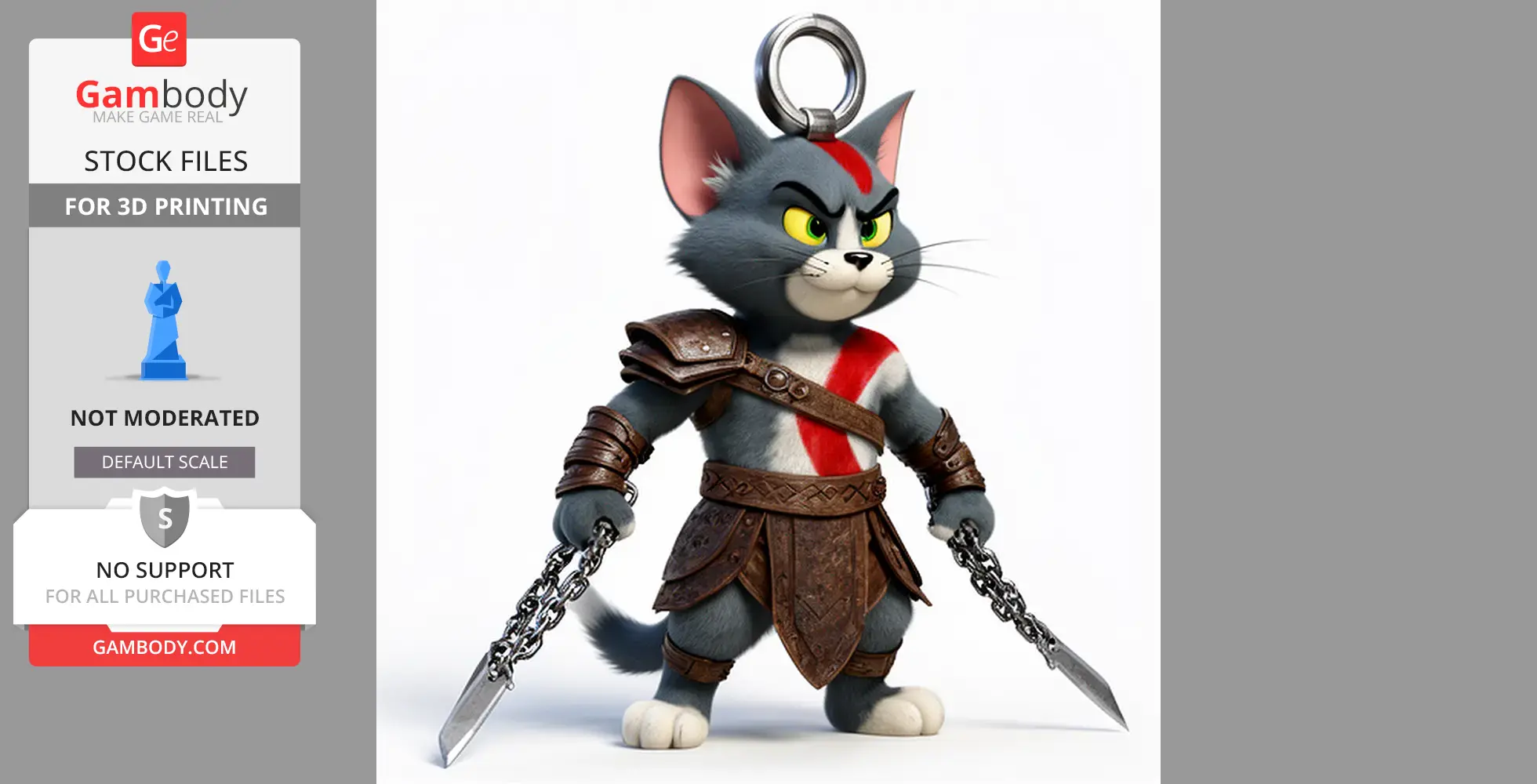 Tom Cat Kratos Ring Figure - Mashup Figure STL
