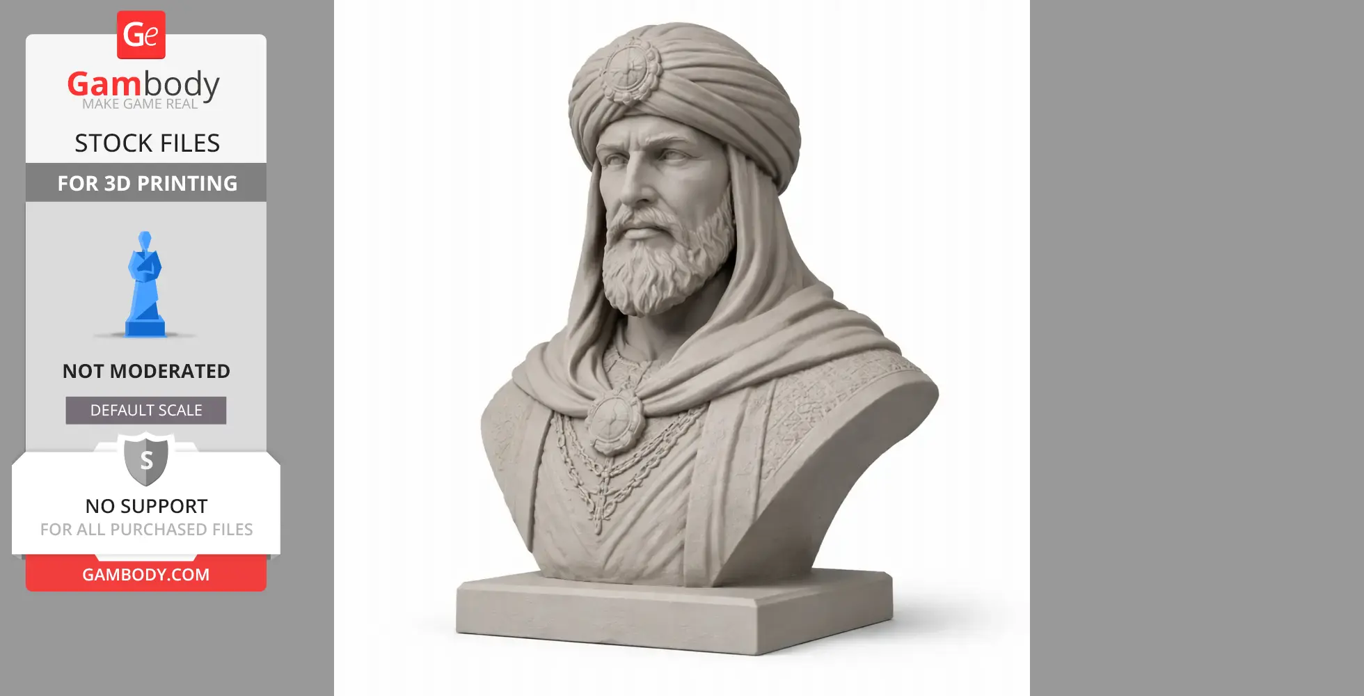 Saladin Bust - Historical Warrior STL