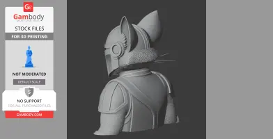 3D model of a cat in Mandalorian armor, featuring pointed ears and a textured outfit.