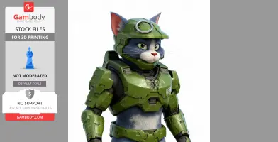 Tom Cat Master Chief Ring Figure - Mashup Figure STL
