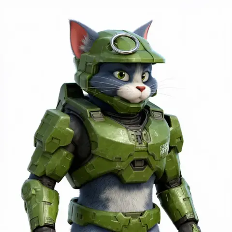 Tom Cat Master Chief Ring Figure - Mashup Figure STL