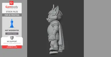 Tom Cat Medieval Knight Ring Figure - Mashup Figure STL