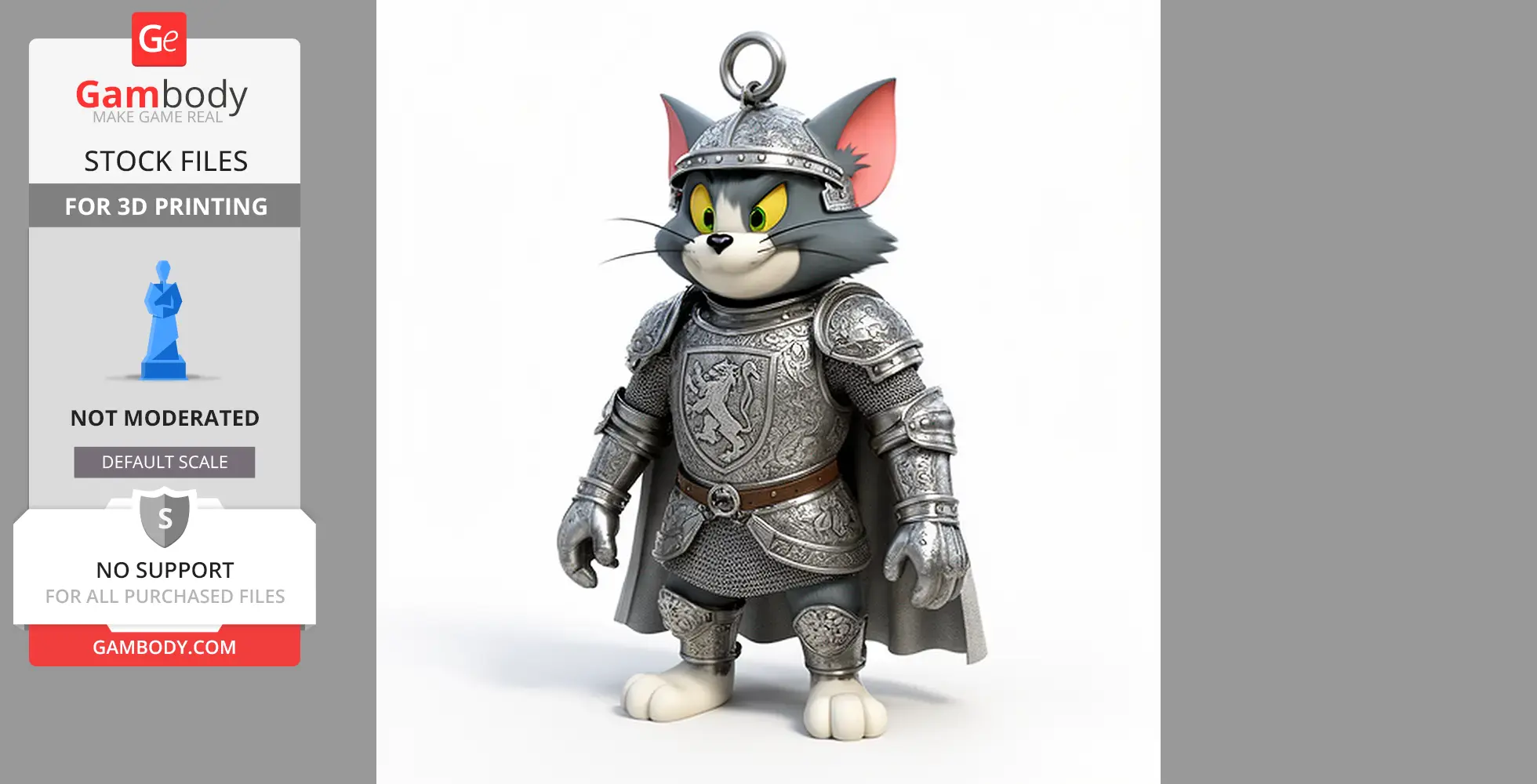 Tom Cat Medieval Knight Ring Figure - Mashup Figure STL