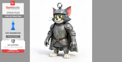 Tom Cat Medieval Knight Ring Figure - Mashup Figure STL