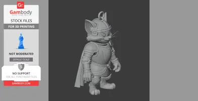 Tom Cat Medieval Knight Ring Figure - Mashup Figure STL