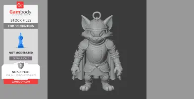 Tom Cat Medieval Knight Ring Figure - Mashup Figure STL