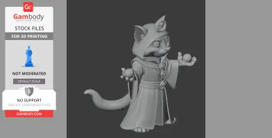 Tom Cat Necromancer Ring Figure - Mashup Figure STL