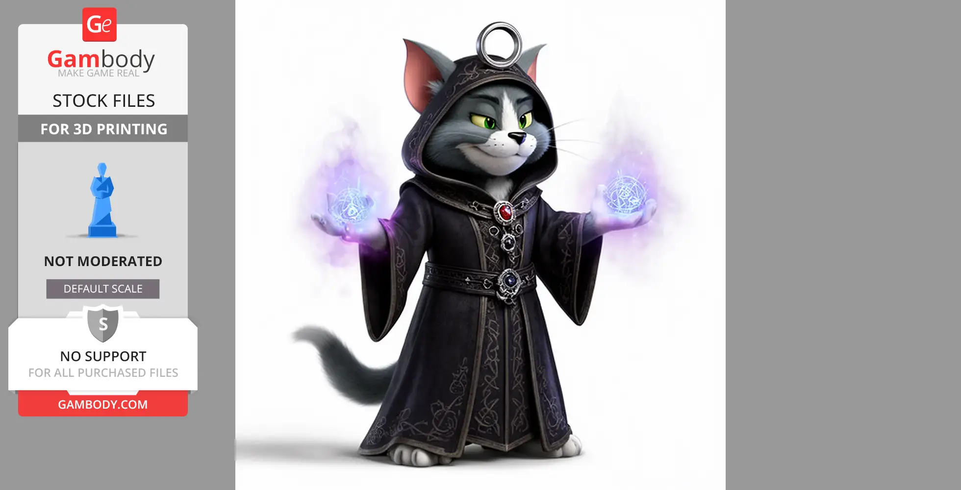 Tom Cat Necromancer Ring Figure - Mashup Figure STL