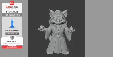 Tom Cat Necromancer Ring Figure - Mashup Figure STL