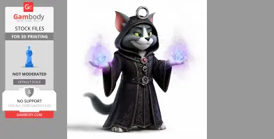 Tom Cat Necromancer Ring Figure - Mashup Figure STL