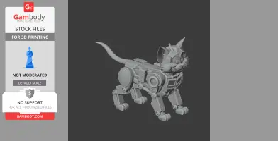 A robotic cat character mashup with mechanical details, resembling Optimus Prime.