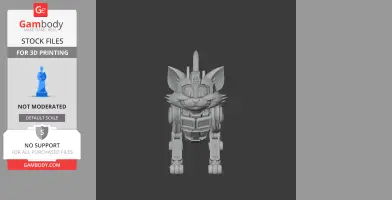 A fusion figure of a cartoon cat with robot armor, inspired by a famous robot leader.