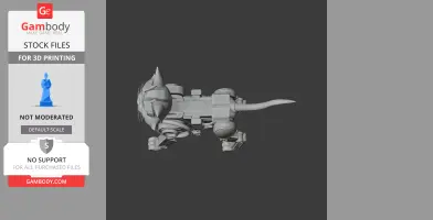 A robotic cat figure with mechanical features and a long tail, designed for 3D printing.