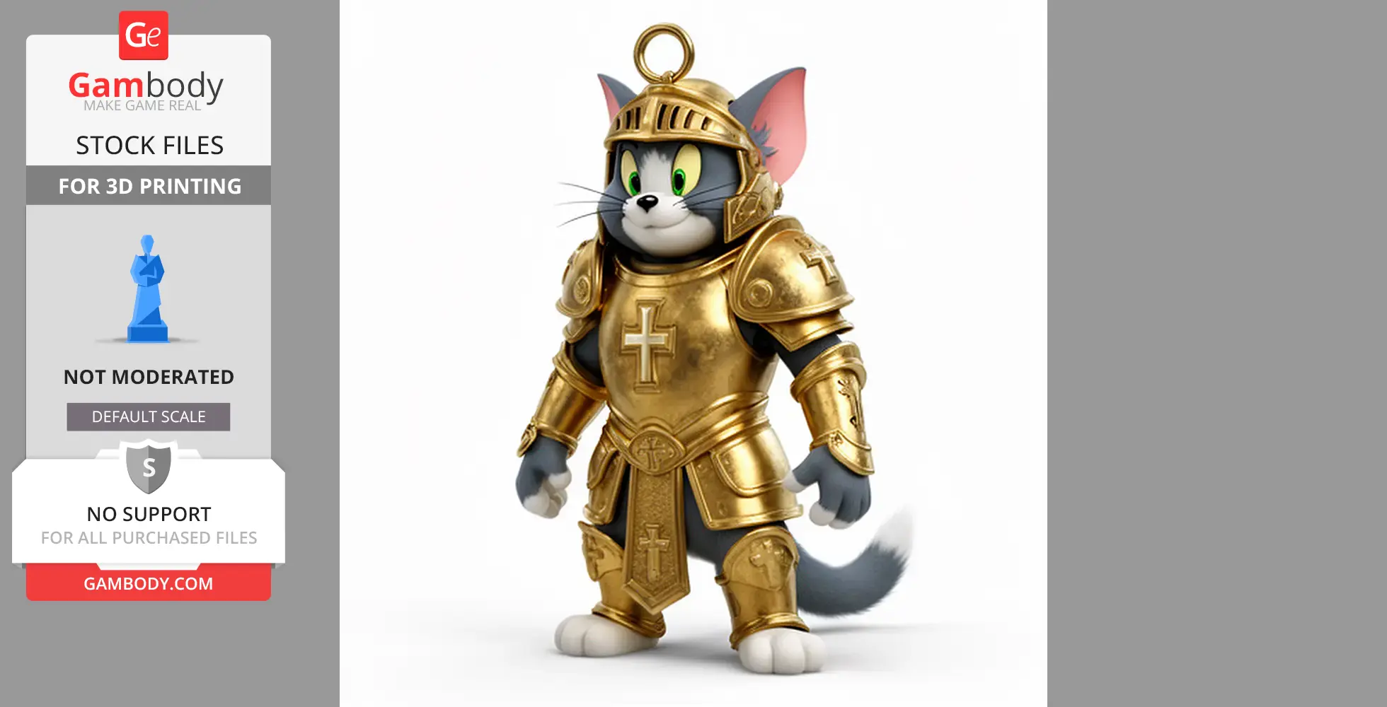 Tom Cat Paladin Ring Figure - Mashup Figure STL