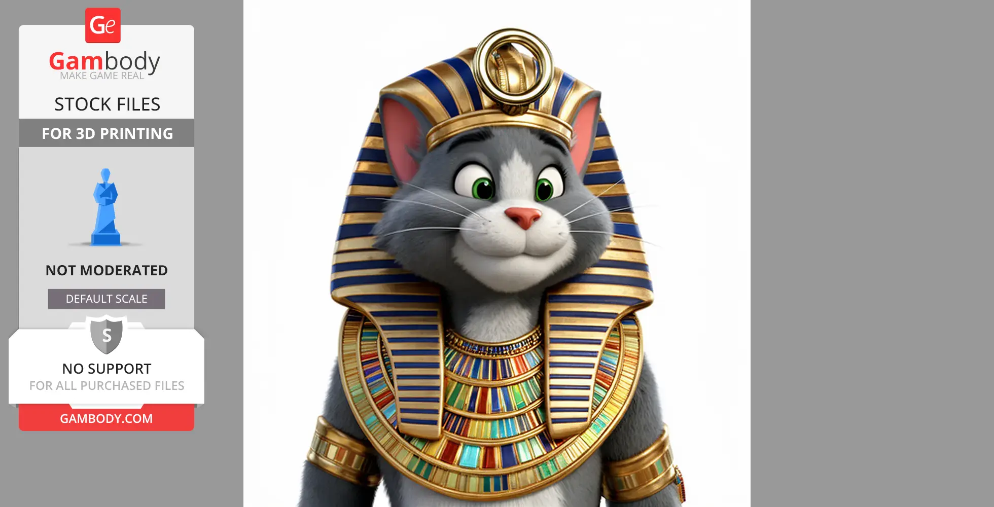 Tom Cat Pharaoh Ring Figure - Mashup Figure STL