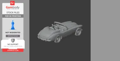 3D model of an Austin-Healey 3000 convertible car, designed for 3D printing.