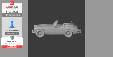 3D model of a classic Austin-Healey 3000 convertible, side view, for 3D printing.