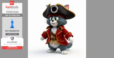 Tom Cat Pirate Ring Figure - Mashup Figure STL