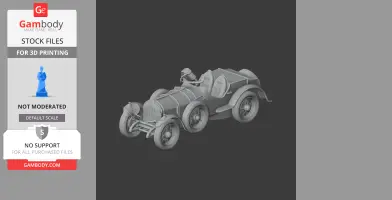 3D model of a vintage Austro-Daimler car, ready for 3D printing, displayed in Gambody stock files.