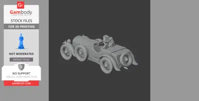 3D model of a vintage Austro-Daimler car with a driver, suitable for 3D printing.