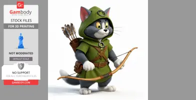 Tom Cat Robin Hood Ring Figure - Mashup Figure STL