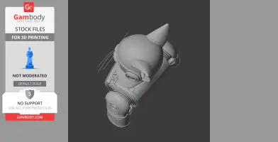 Mashup model of a robotic figure with cat features, including whiskers and ears, for 3D printing.