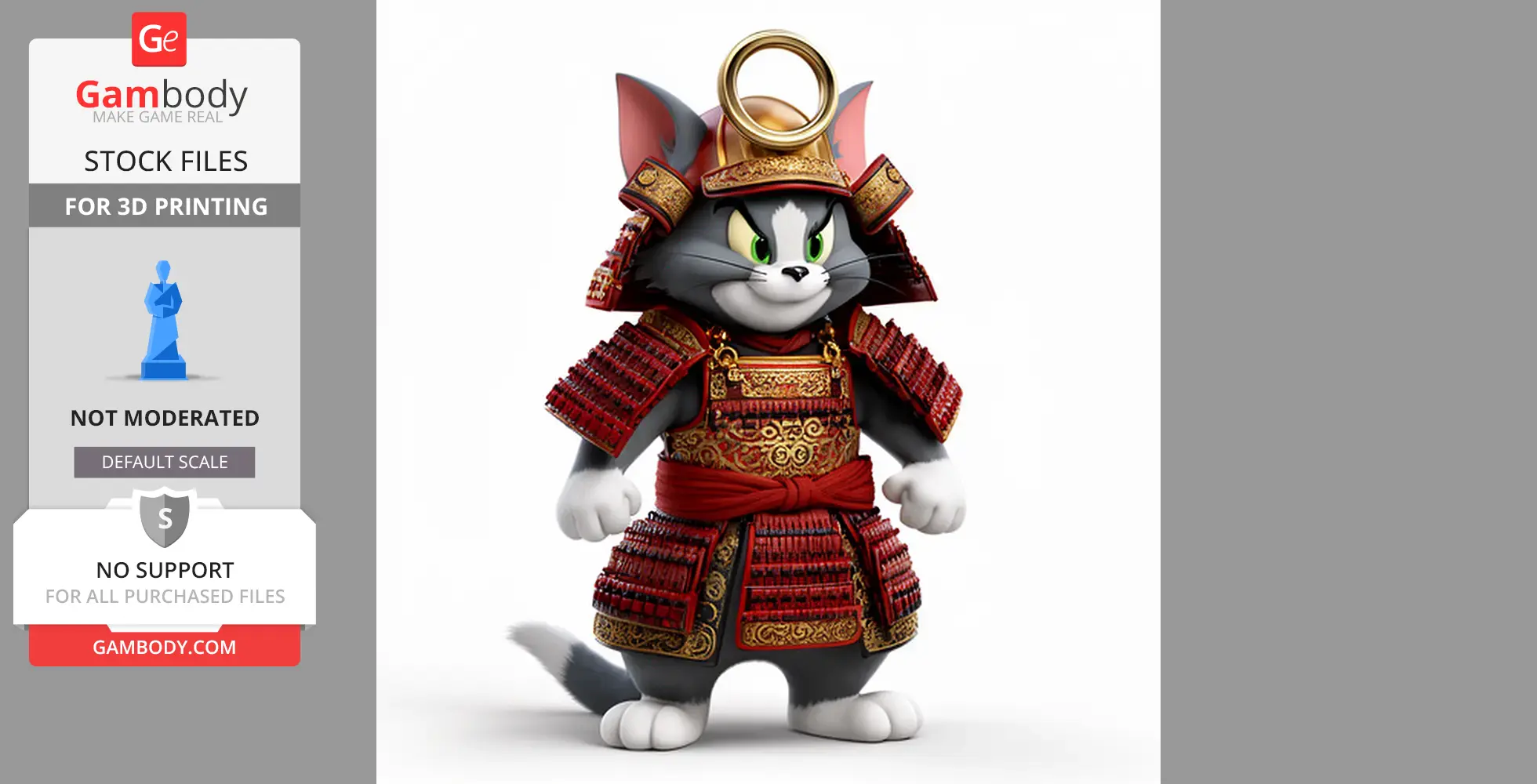 Tom Cat Samurai Ring Figure - Mashup Figure STL